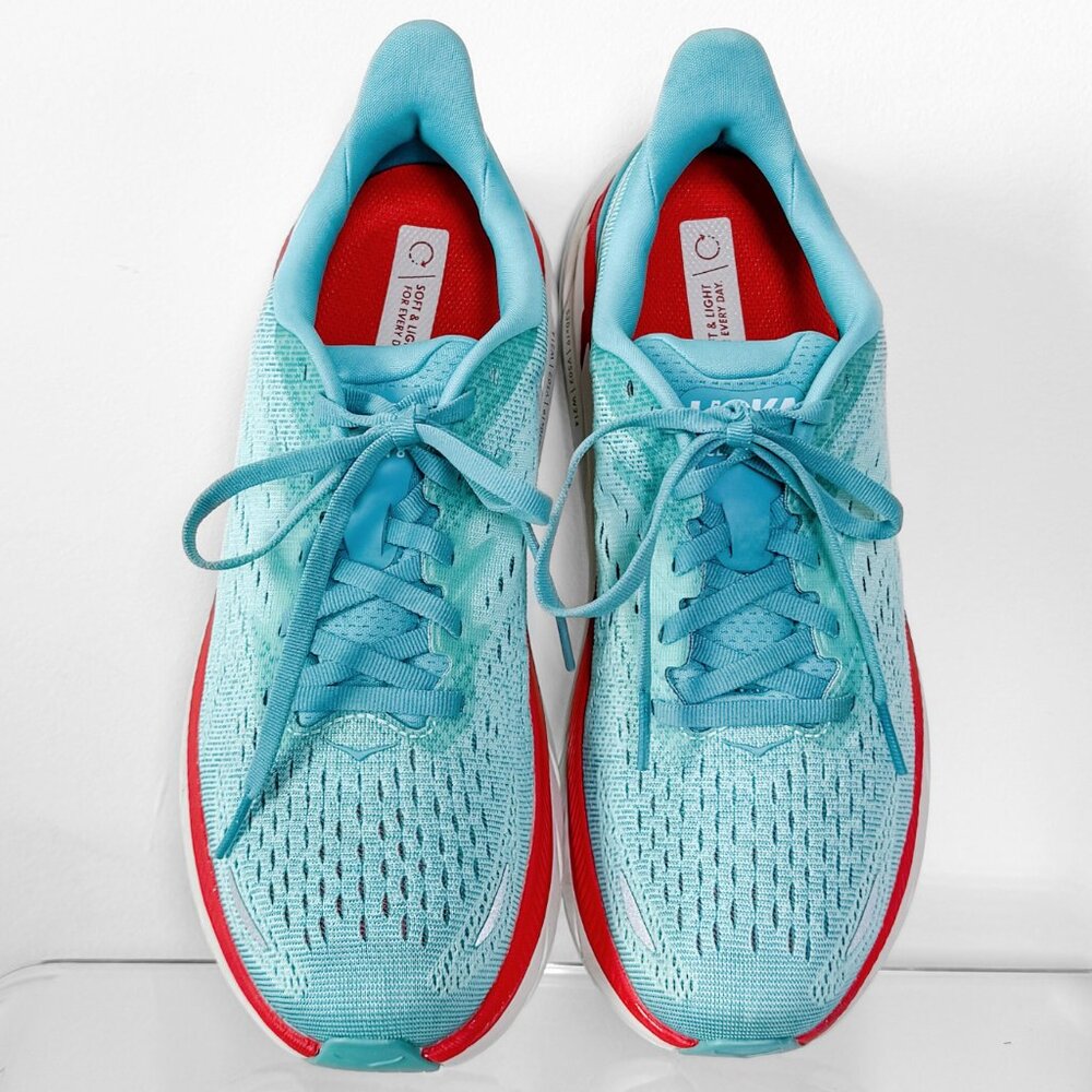 Hoka Women's Clifton 8 Running Shoes in Aquarelle/Eggshell Blue Turquoise 7.5 - Picture 2 of 12